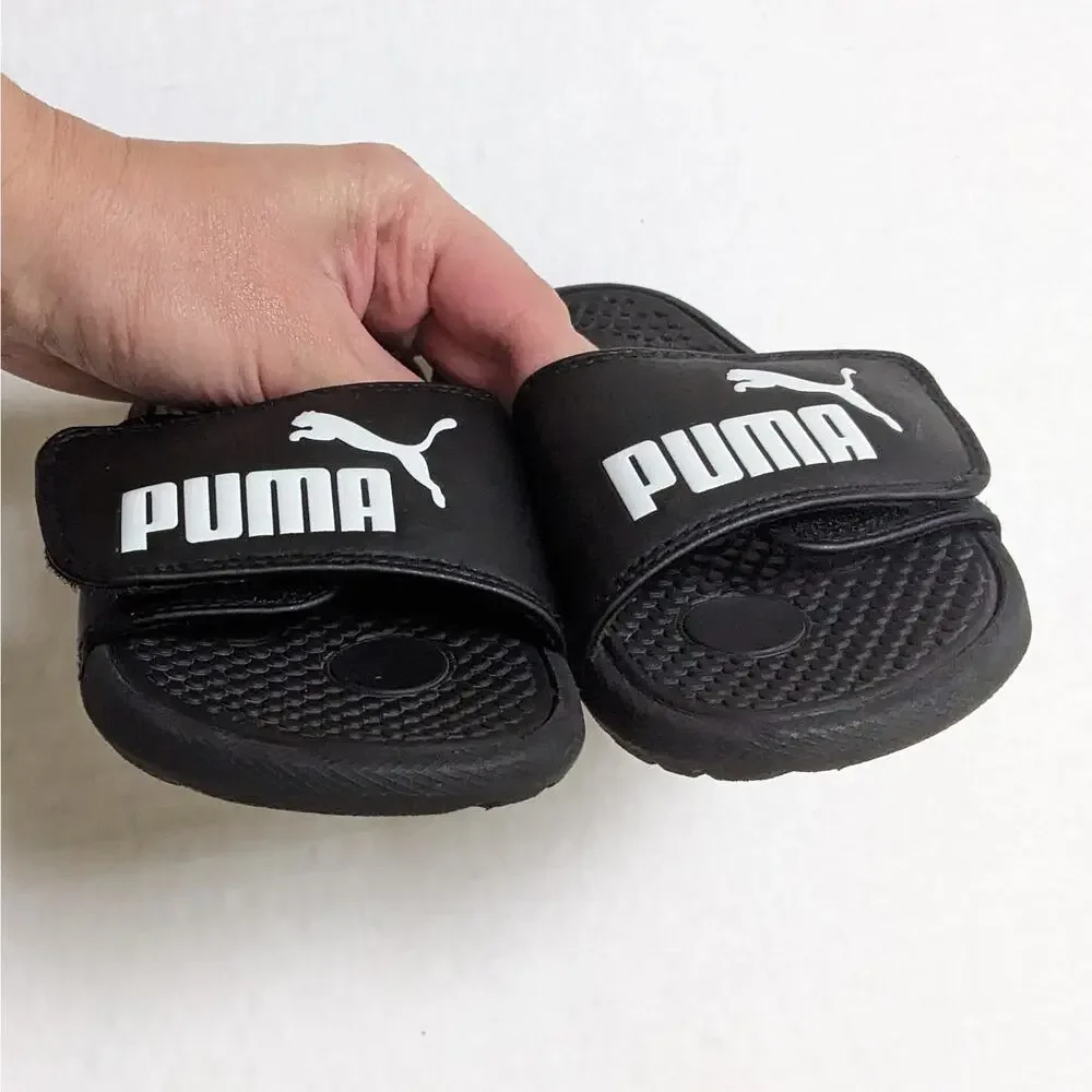 Puma Cool Cat V Slide Sandal Size 12 Black Hook & Loop Shoes